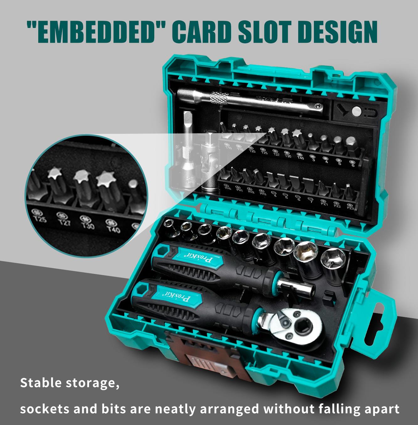 Комплект гедоре, тресчотка и битове, 38 части, SD-2338M, PRO'S KIT