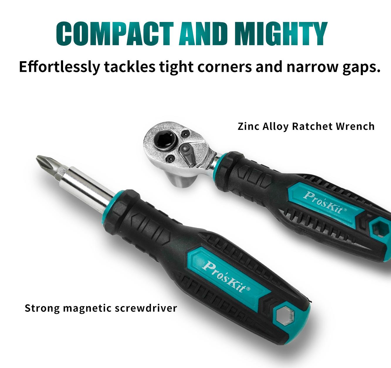 Комплект гедоре, тресчотка и битове, 38 части, SD-2338M, PRO'S KIT