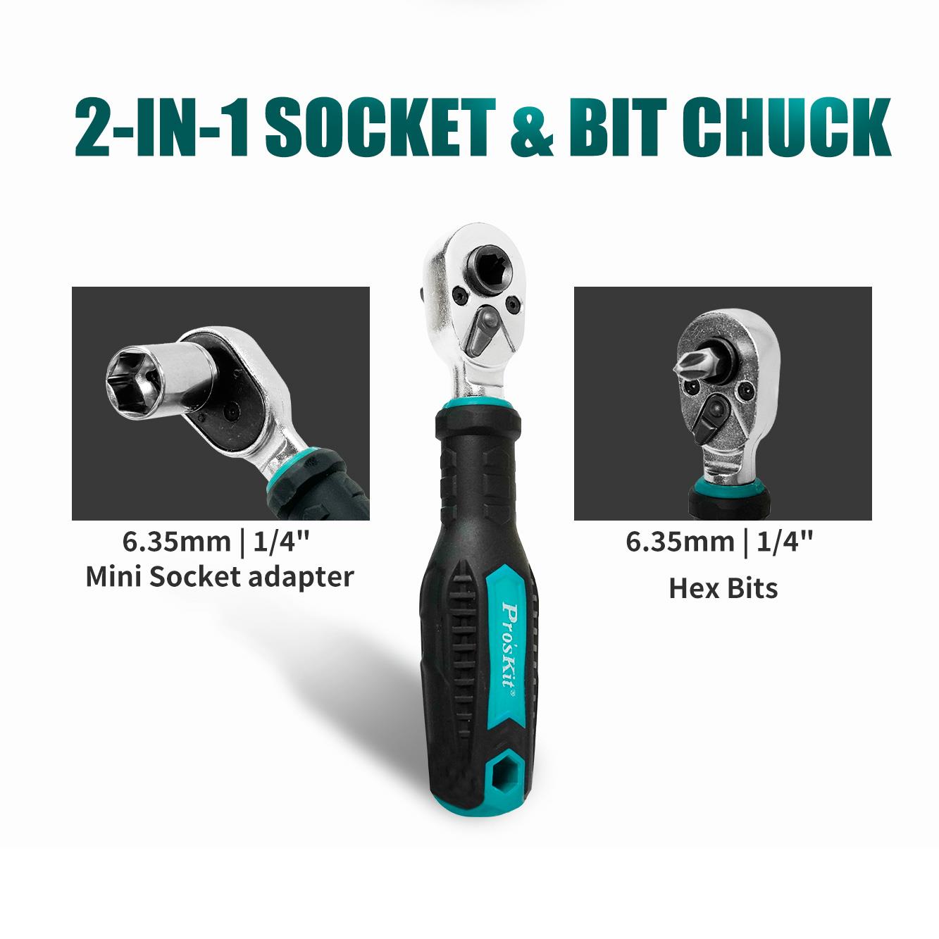 Комплект гедоре, тресчотка и битове, 38 части, SD-2338M, PRO'S KIT