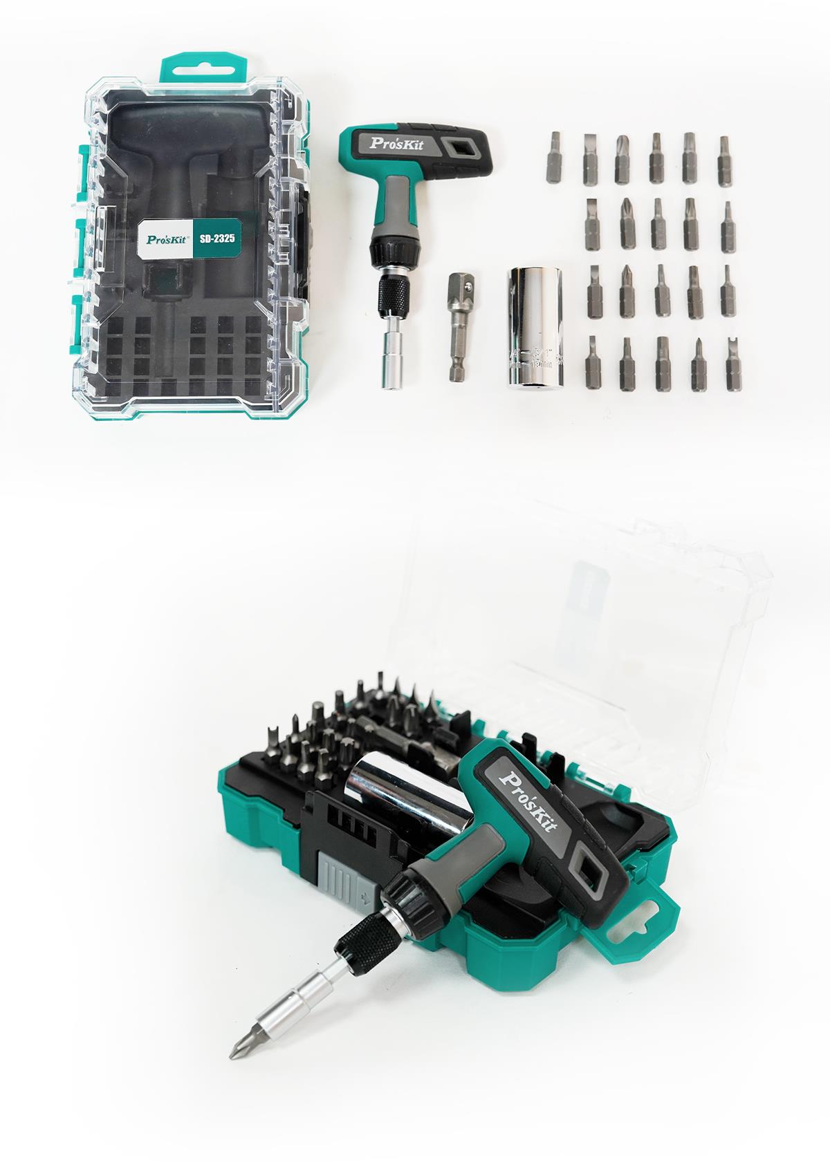 Комплект гедоре, тресчотка, вложки и битове, SD-2325, 25 части