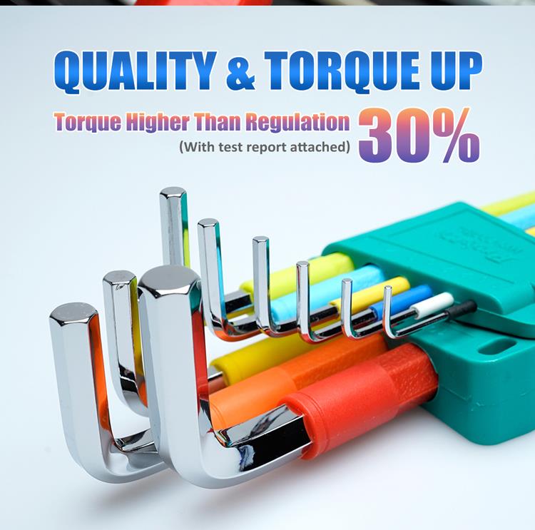 Шестограми с топче 9 бр.комплект, стомана, цветни, HW-230BL, PRO'S KIT