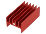Radiator HS-123-40/1 RED for cooling, 16.5x23.3x40mm, aluminum