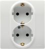 Double power socket, 16A, 250VAC, white, for built-in, schuko, 764544