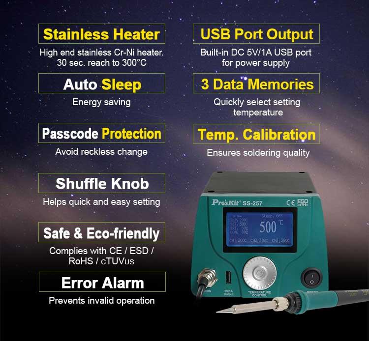 Soldering station, SS-257B, 500°C, 75W, 230VAC, PRO'S KIT