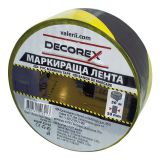 Marking tape, yellow-black, 50mm x 50m, DECOREX