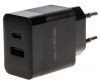 Charger for smartphone and tablet, 2.4/3A, 5VDC, TC30PD20WBK, black
 - 3