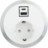 Electrical socket, 10A, 250VAC, single, white, for furniture mounting, USB, USB Type C