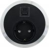 Електрически контакт, 10A, 250VAC, единичен, черен, за вграждане в мебели, USB, USB Type C