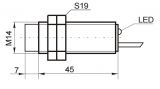 Индуктивен датчик ID14N3S1L, M14x52mm, NPN, NO+NC, 10-30VDC, обхват 4mm, неекраниран - 2 - Викиват Индуктивен датчик ID14N3S1L, M14x52mm, NPN, NO+NC, 10-30VDC, обхват 4mm, неекраниран - 2