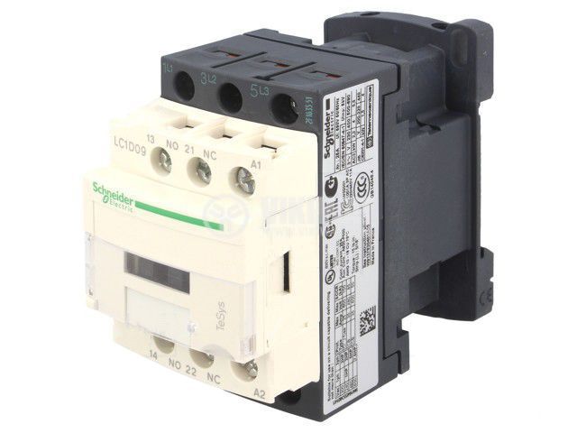 LC1D09T7 AC Magnetic Contactor - 3P 3NO, 9A, 480V AC Coil (Schneider Electric TeSys D Style)