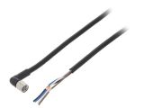 Sensor cable XS3F-M8PVC4A5M, 4pins, angled connector, 5m, M8mm