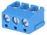 PCB terminal block, with insulating partitions, 3 pins, 16А, 5mm