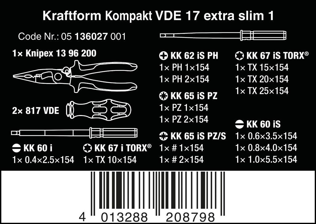 Комплект Kraftform VDE 17 1000V 