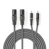 Audio cable, 2xCANON/m - 2xRCA/m, 3m, grey, balanced - 1