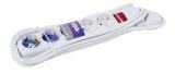 5-way Power Strip, 3m cable, with switch, white, LEXA