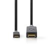 Кабел, USB Type-C - HDMI/M, 2m, 4K, антрацит, позлатени накрайници - 2