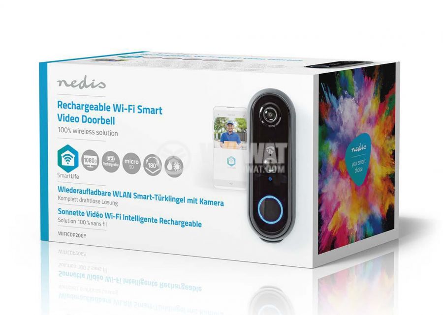Wi-Fi Smart умен видео звънец, 2 Mpx(1080p), 5VDC, micro SD, WIFICDP20GY, NEDIS - 10