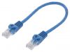 LAN кабел, U/UTP, cat. 5e, CCA, син, 0.25m, 26AWG