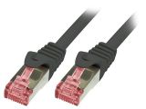 LAN кабел, S/FTP, cat. 6, Cu, черен, 0.5m, 27AWG