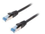 LAN кабел, S/FTP, cat. 6a, Cu, черен, 0.5m, 27AWG, IP20