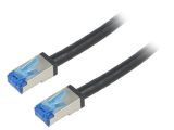 LAN кабел, S/FTP, cat. 6a, Cu, PE, черен, 0.5m, 26AWG