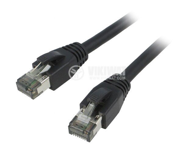 LAN кабел, S/FTP, Cat 8.1, Cu, черен, 1m, 26AWG