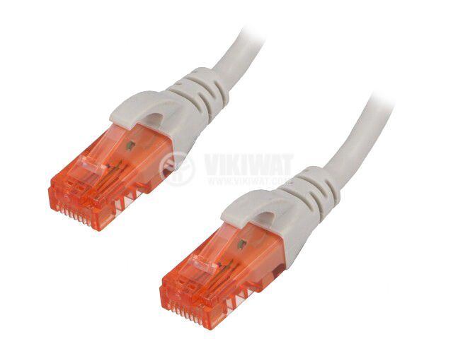 LAN кабел, U/UTP, cat. 6, CCA, сив, 1m, 26AWG