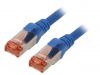 LAN кабел, S/FTP, cat. 6, Cu, син, 0.25m, 27AWG