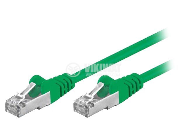 LAN кабел, F/UTP, cat. 5e, CCA, зелен, 1m, 26AWG