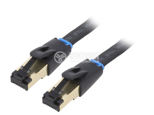 LAN кабел, U/FTP, Cat 8.1, OFC, TPE, черен, 1m