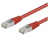 LAN кабел, SF/UTP, cat. 5e, CCA, червен, 0.25m, 26AWG