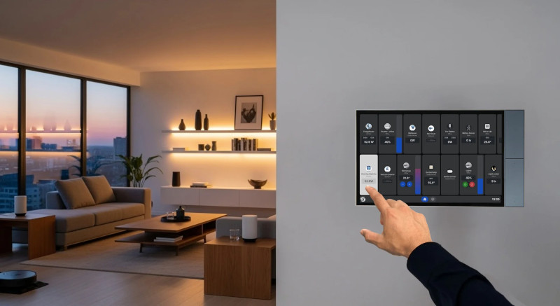 Wi-Fi Smart, 5А, 240VAC, сензорен дисплей, черен, Shelly Wall Display XL, 073008