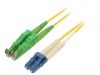 Fiber patch cord, E2000/APC, LC/UPC, duplex, OS2, yellow, DIGITUS