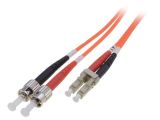 Fiber patch cord, LC/UPC, ST/UPC, duplex, OM2, orange, DIGITUS, 1m
