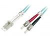 Fiber patch cord, LC/UPC, ST/UPC, duplex, OM3, blue, DIGITUS