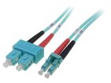 Fiber patch cord, LC/UPC, SC/UPC, duplex, OM3, blue, DIGITUS, 1m