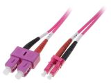 Fiber patch cord, LC/UPC, SC/UPC, duplex, OM4, purple, DIGITUS, 1m