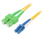 Fiber patch cord, LC/UPC, SC/APC, duplex, OS2, yellow, DIGITUS, 2m