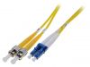 Fiber patch cord, LC/UPC, ST/UPC, duplex, OS2, yellow, DIGITUS