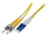 Fiber patch cord, LC/UPC, ST/UPC, duplex, OS2, yellow, DIGITUS, 1m