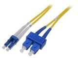Fiber patch cord, LC/UPC, SC/UPC, duplex, OS2, yellow, DIGITUS, 1m