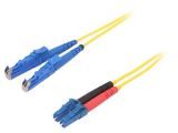 Fiber patch cord, E2/UPC, LC/UPC, duplex, OS2, yellow, FIBRAIN, 1m