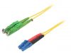 Fiber patch cord, E2/APC, LC/UPC, duplex, OS2, yellow, FIBRAIN