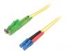 Fiber patch cord, E2/APC, LC/UPC, duplex, OS2, yellow, FIBRAIN