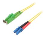 Fiber patch cord, E2/APC, LC/UPC, duplex, OS2, yellow, FIBRAIN, 3m
