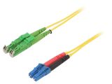 Fiber patch cord, E2/APC, LC/UPC, duplex, OS2, yellow, FIBRAIN, 5m