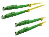 Fiber patch cord, E2000/APC, E2000/APC, duplex, OS2, yellow, LOGILINK, 1m