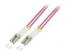 Fiber patch cord, LC/UPC, LC/UPC, duplex, OM4, pink, LOGILINK