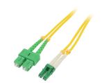 Fiber patch cord, LC/APC, SC/APC, duplex, OS2, yellow, QOLTEC, 1m