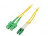 Fiber patch cord, LC/APC, SC/APC, duplex, OS2, yellow, QOLTEC